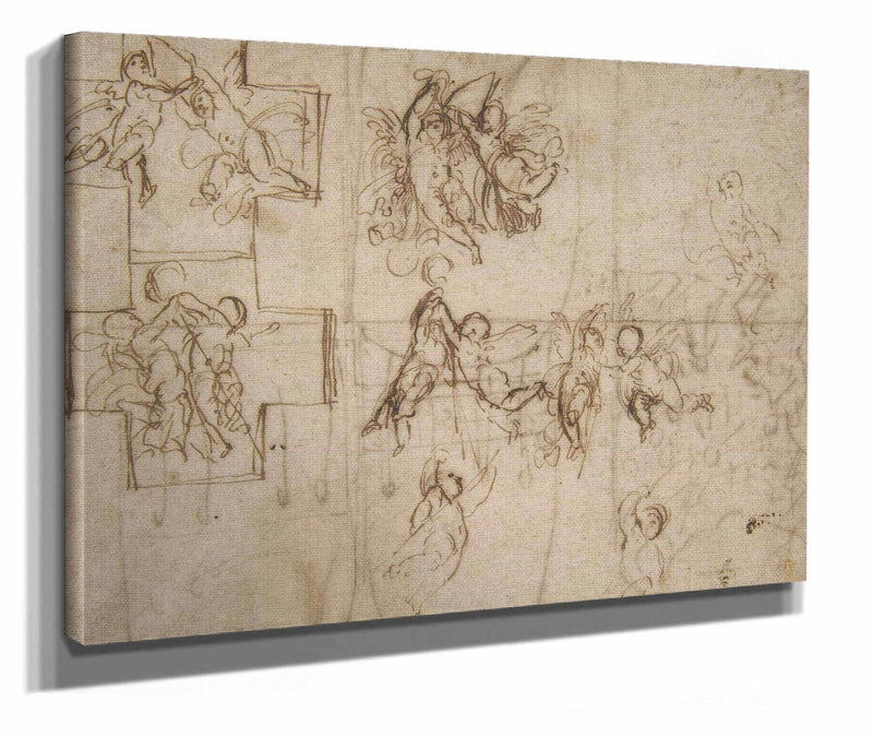 Studies Of Flying Putti by Guido Reni