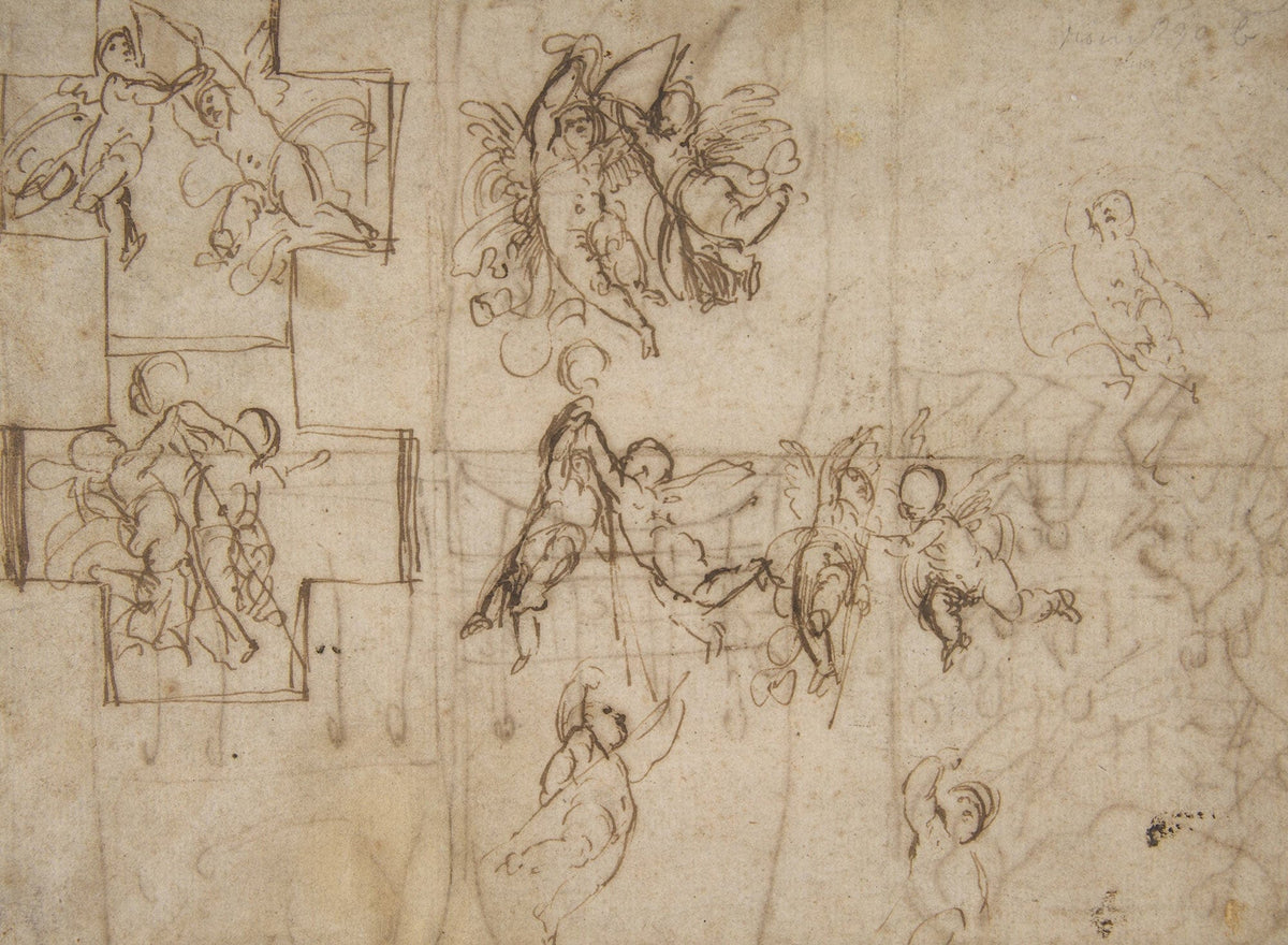 Studies Of Flying Putti by Guido Reni