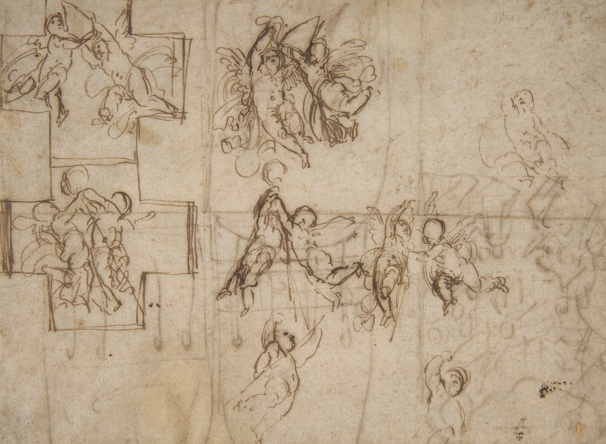 Studies Of Flying Putti by Guido Reni