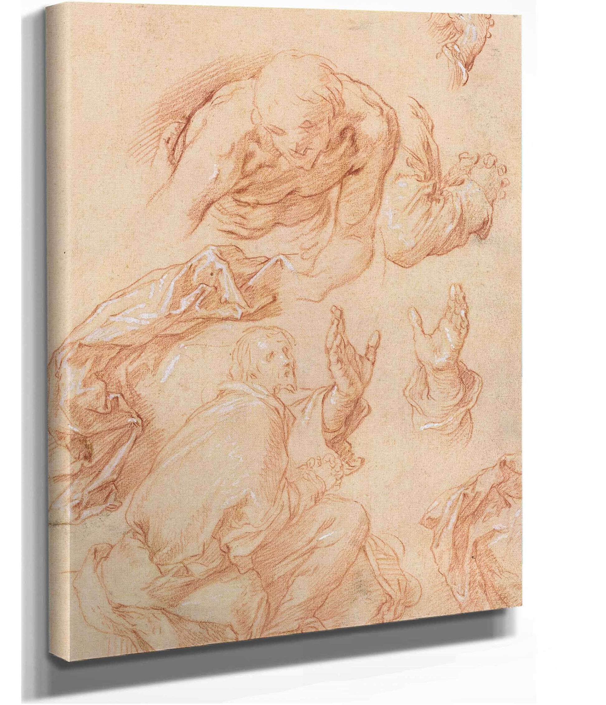 Studies Of Hands And Bending Figures Verso by Abraham Bloemaert