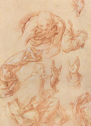Studies Of Hands And Bending Figures Verso by Abraham Bloemaert