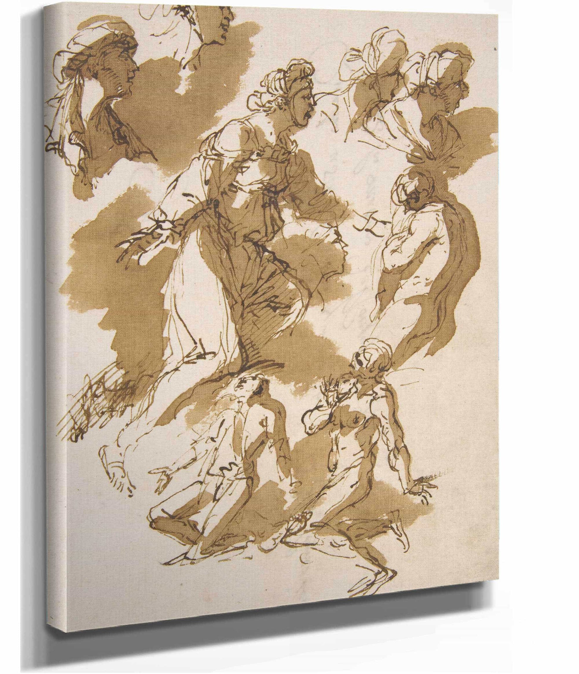 Studies Of Kneeling Figures   by Salvator Rosa