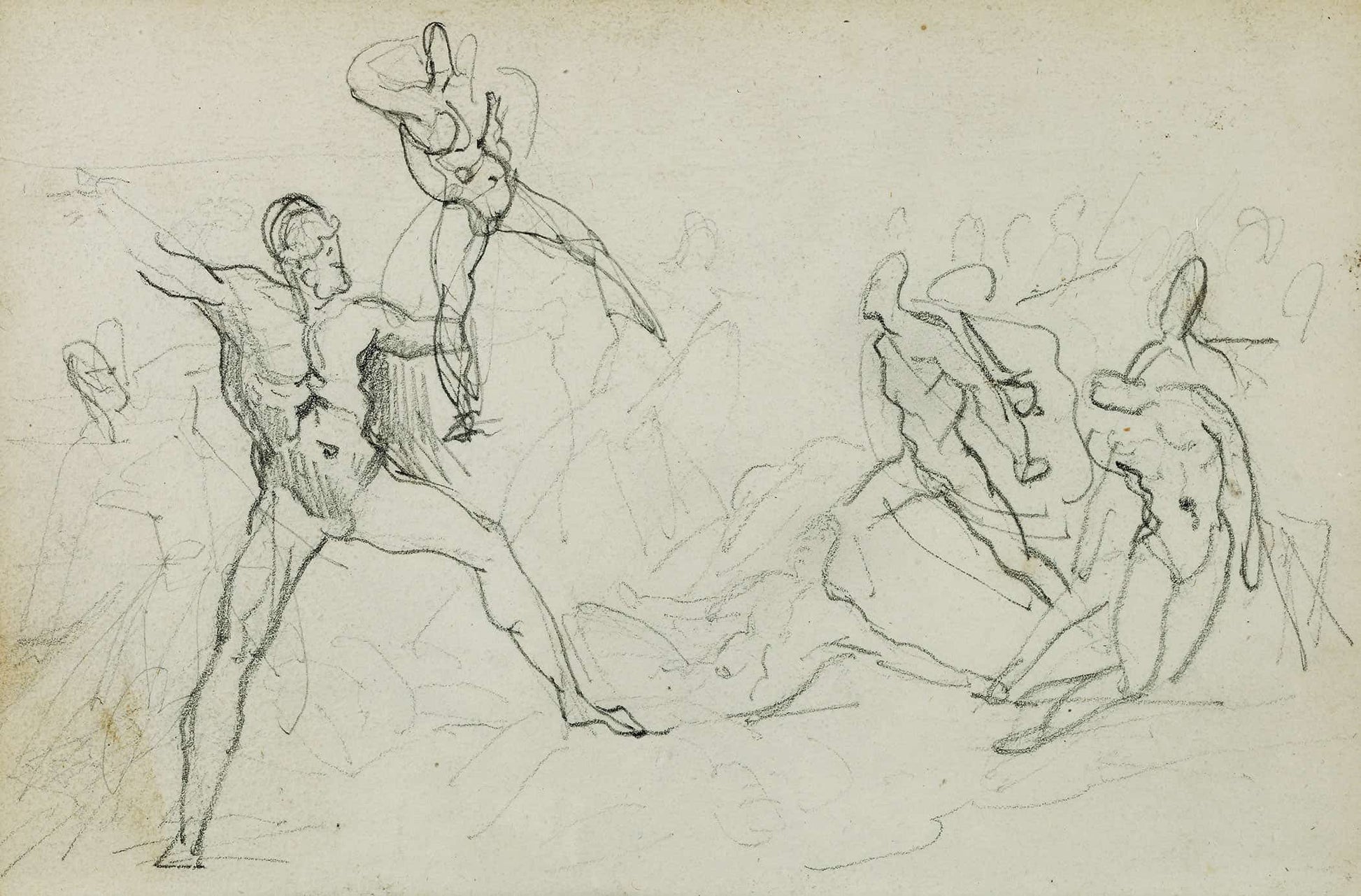 Studies Of Nude Men In Combat  by Theodore Gericault