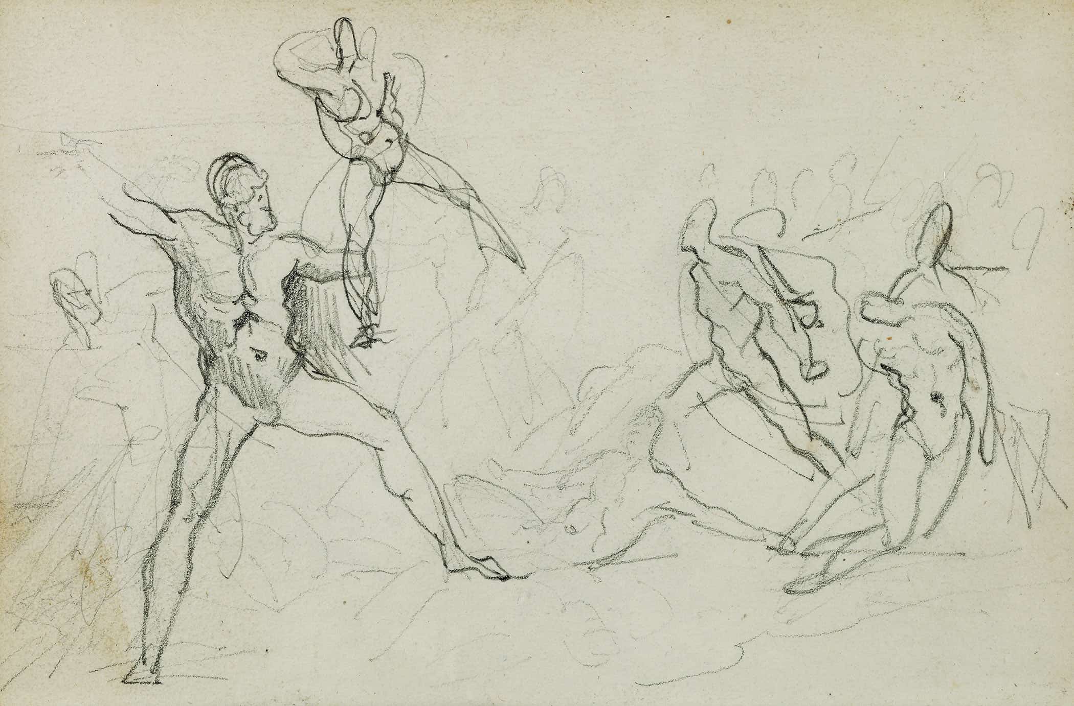 Studies Of Nude Men In Combat  by Theodore Gericault