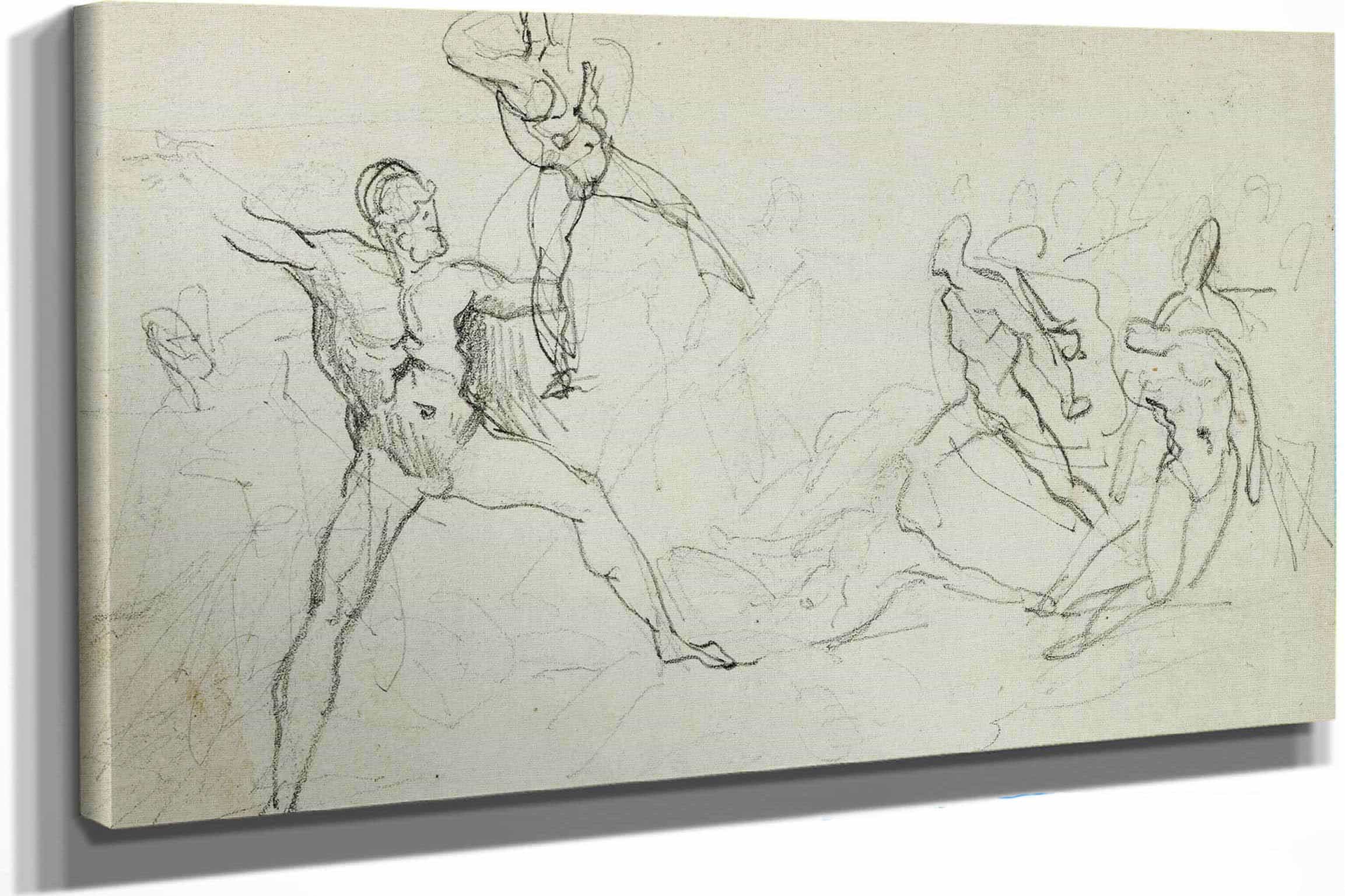 Studies Of Nude Men In Combat  by Theodore Gericault