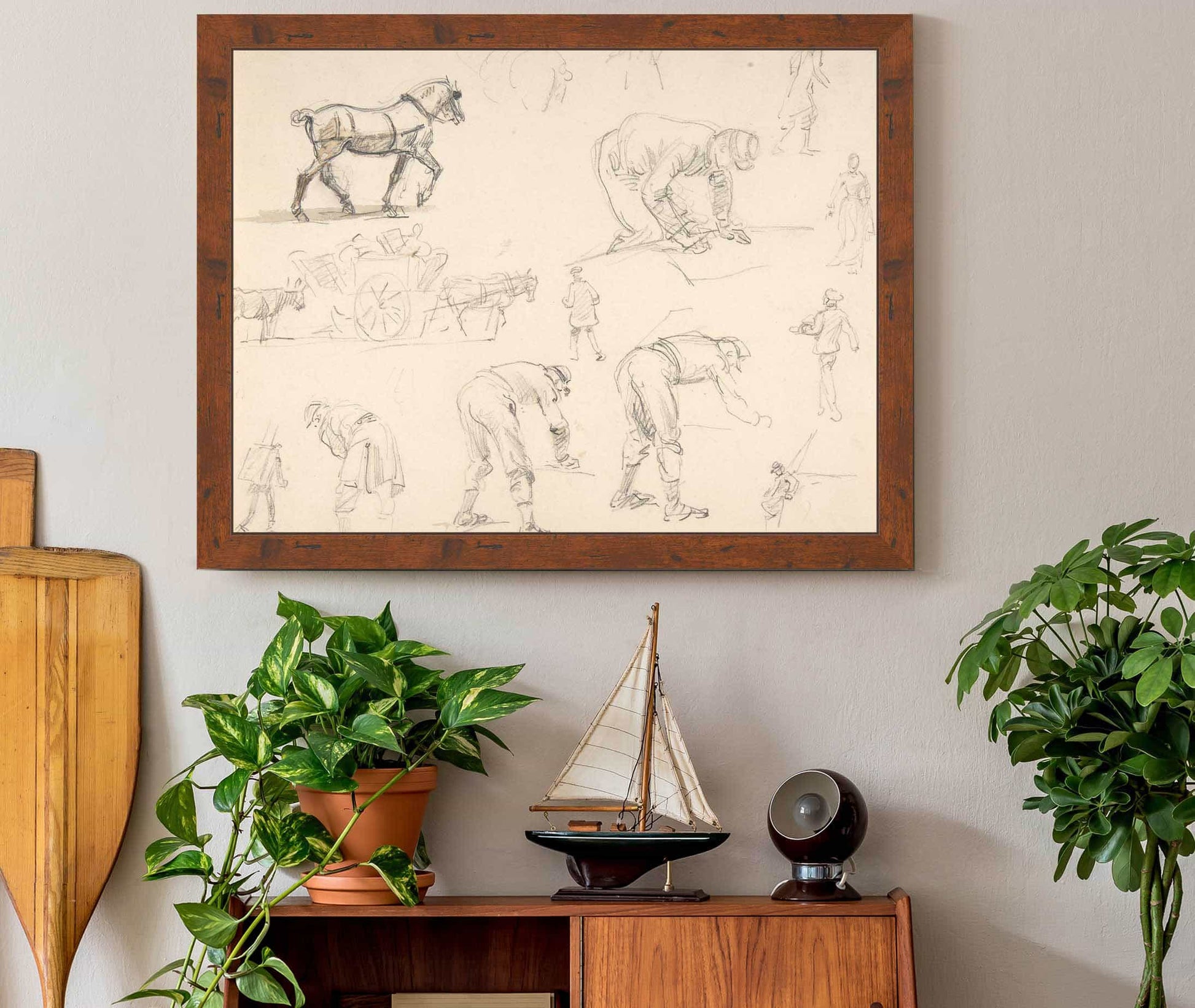 Studies Of Soldiers And Cart Horses  by Isidore Pils