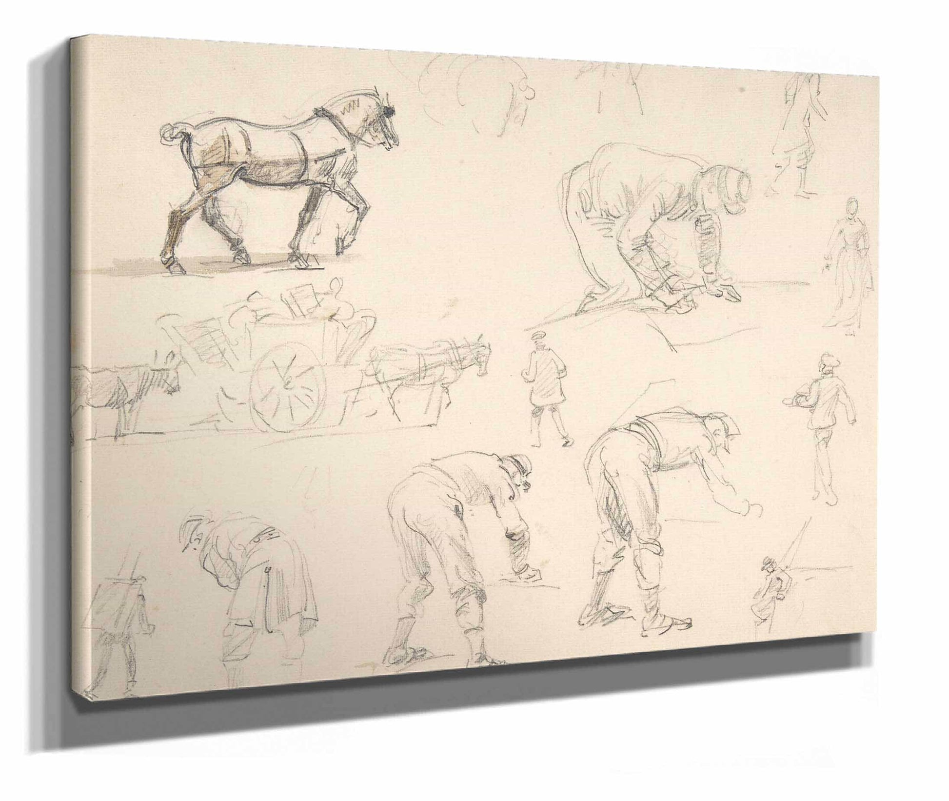 Studies Of Soldiers And Cart Horses  by Isidore Pils