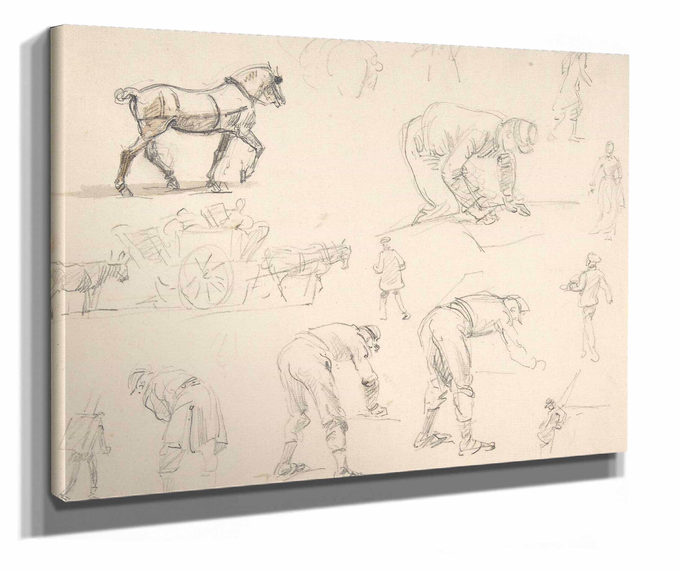 Studies Of Soldiers And Cart Horses  by Isidore Pils