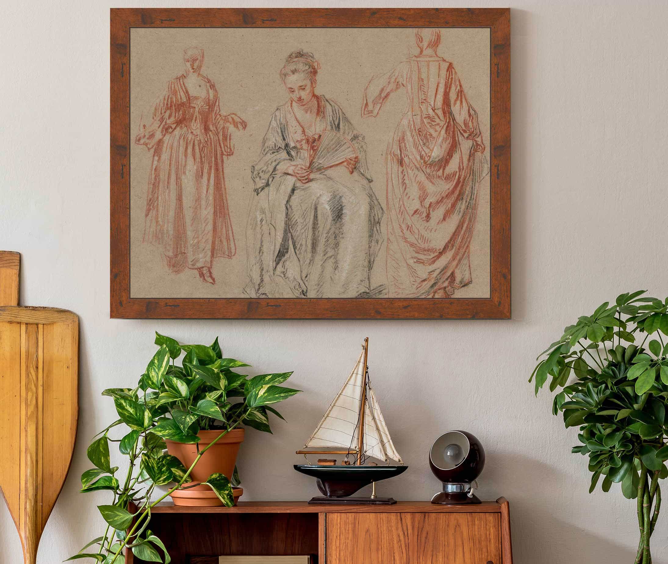 Studies Of Three Women  by Jean Antoine Watteau