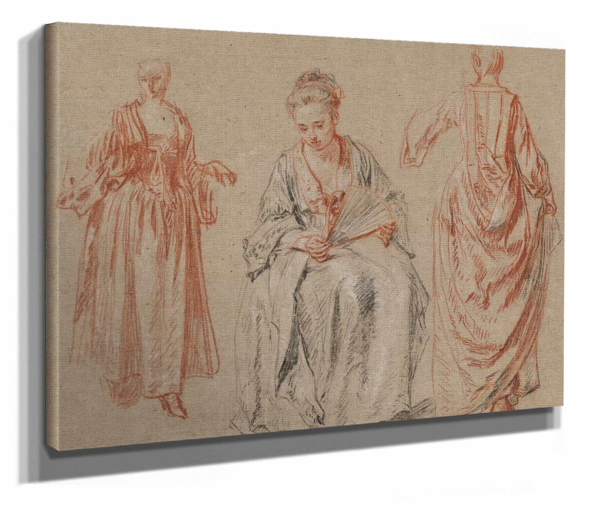 Studies Of Three Women  by Jean Antoine Watteau
