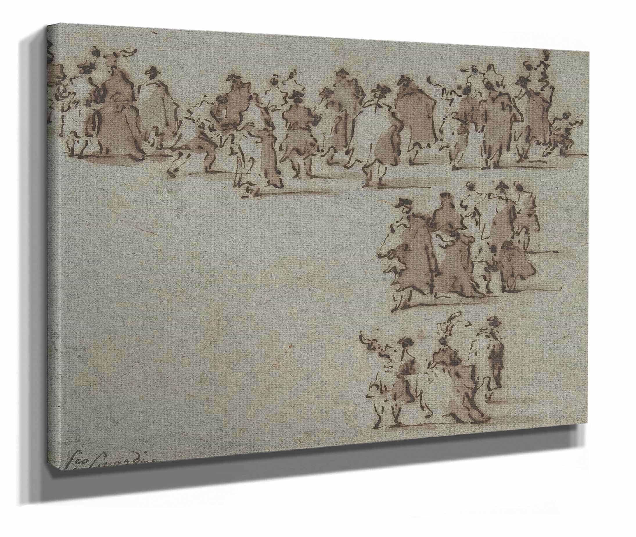Studies Of Walking Figures  by Francesco Guardi