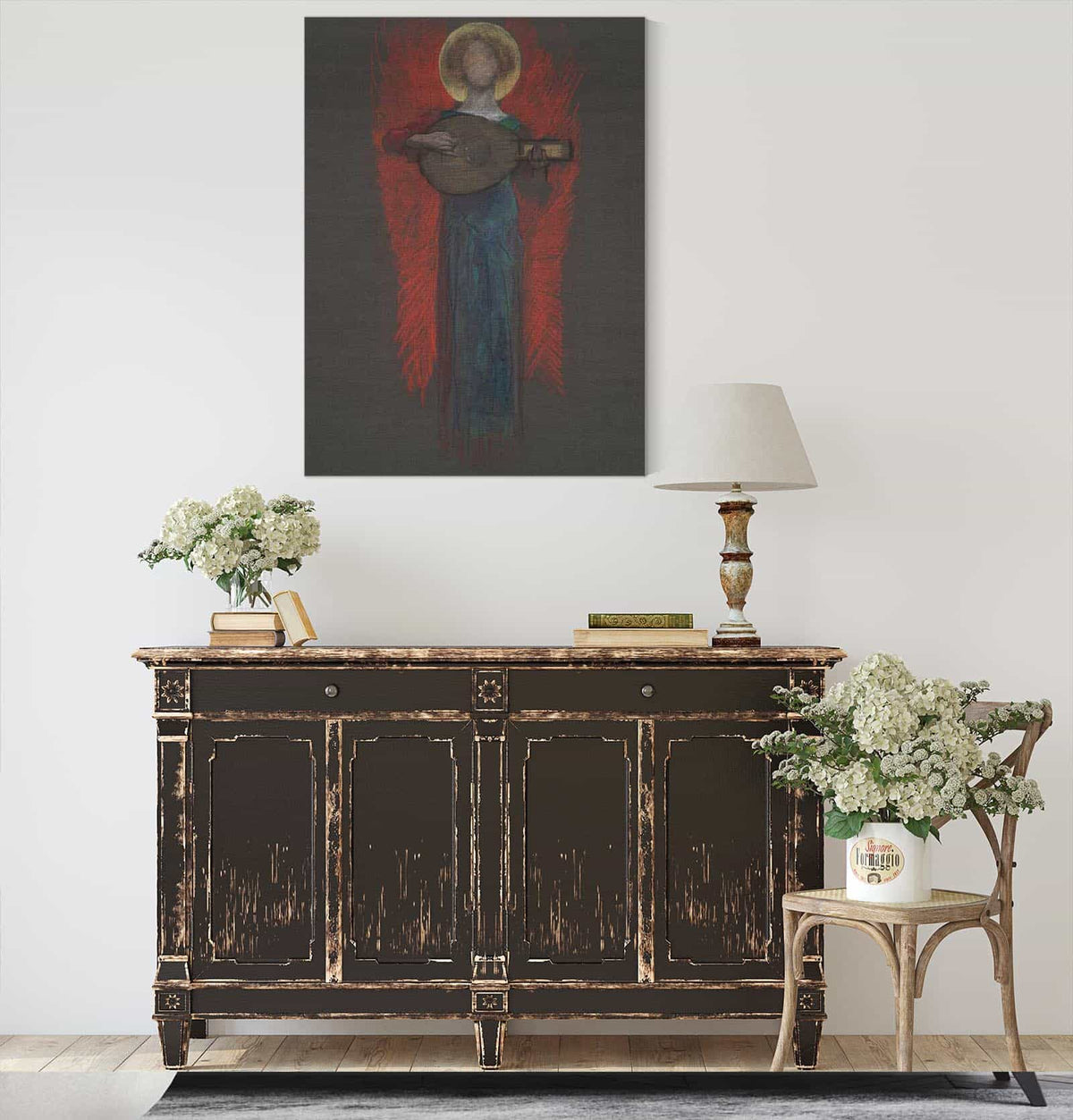 Study Angel With Musical Instrument by Edwin Austin Abbey