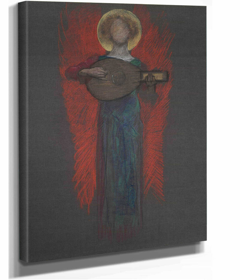 Study Angel With Musical Instrument by Edwin Austin Abbey