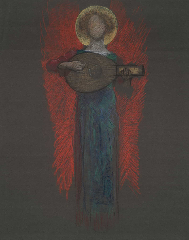 Study Angel With Musical Instrument by Edwin Austin Abbey