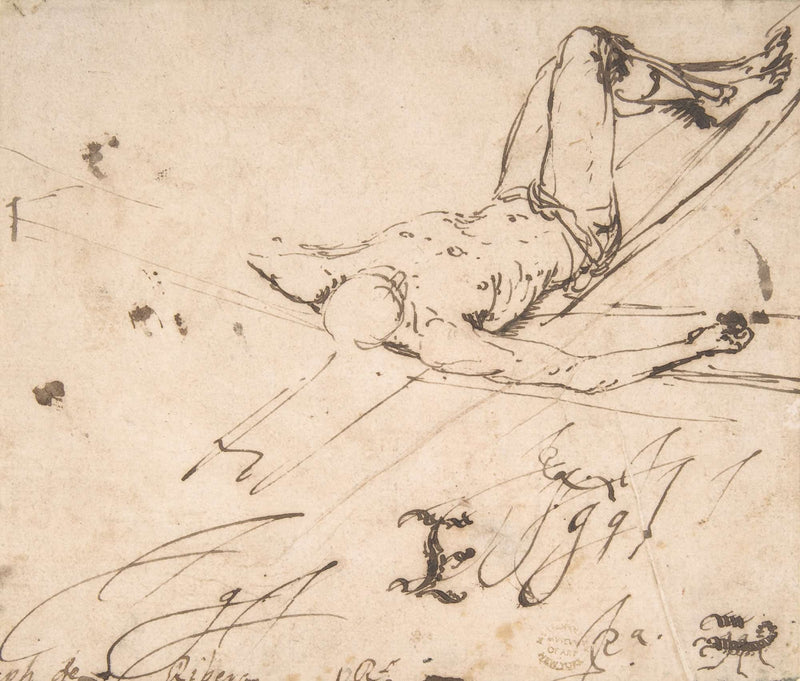 Study For A Crucifixion Of St Peter by Jusepe De Ribera