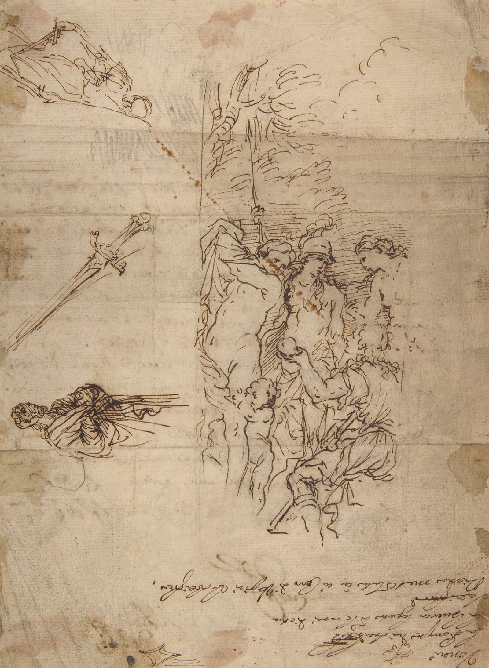 Study For A Judgment Of Paris And Other Figure Studies   by Salvator Rosa