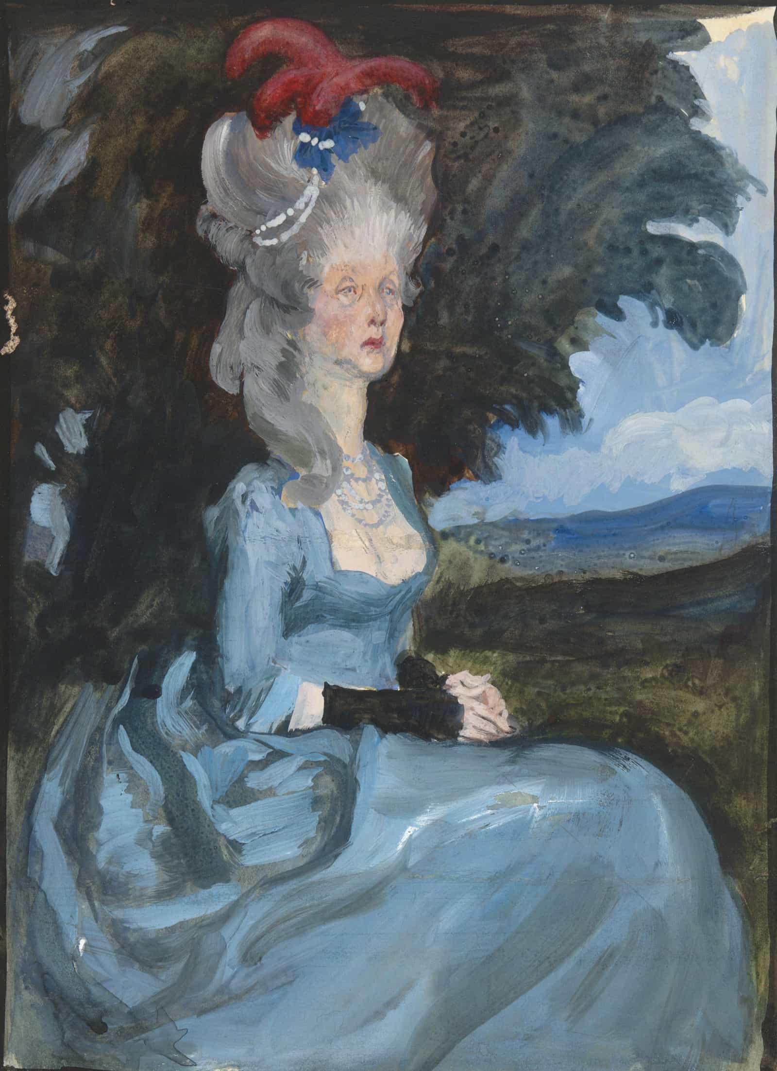 Study For Aunt Pedigree From Oliver Goldsmiths She Stoops To Conquer by Edwin Austin Abbey