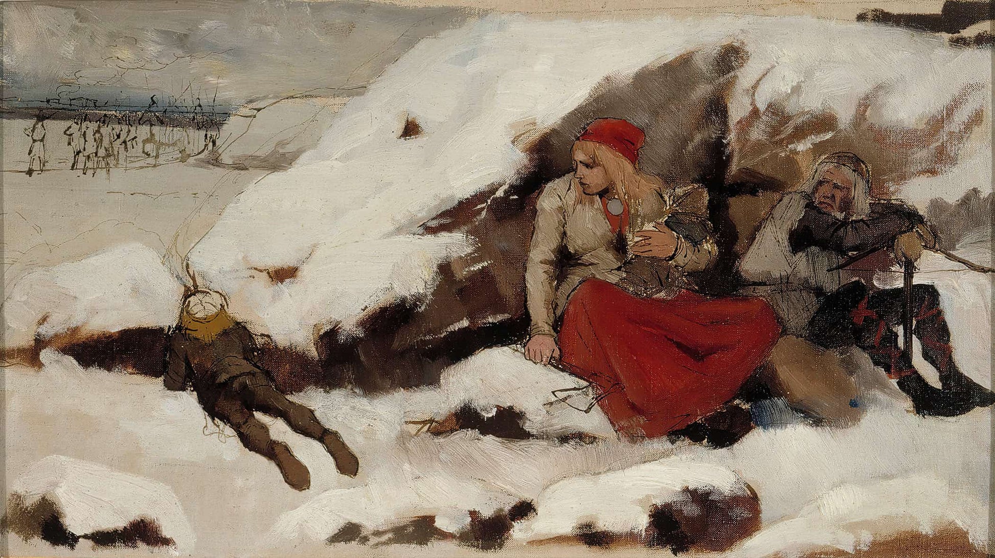 Study For Burned Village By Albert Edelfelt