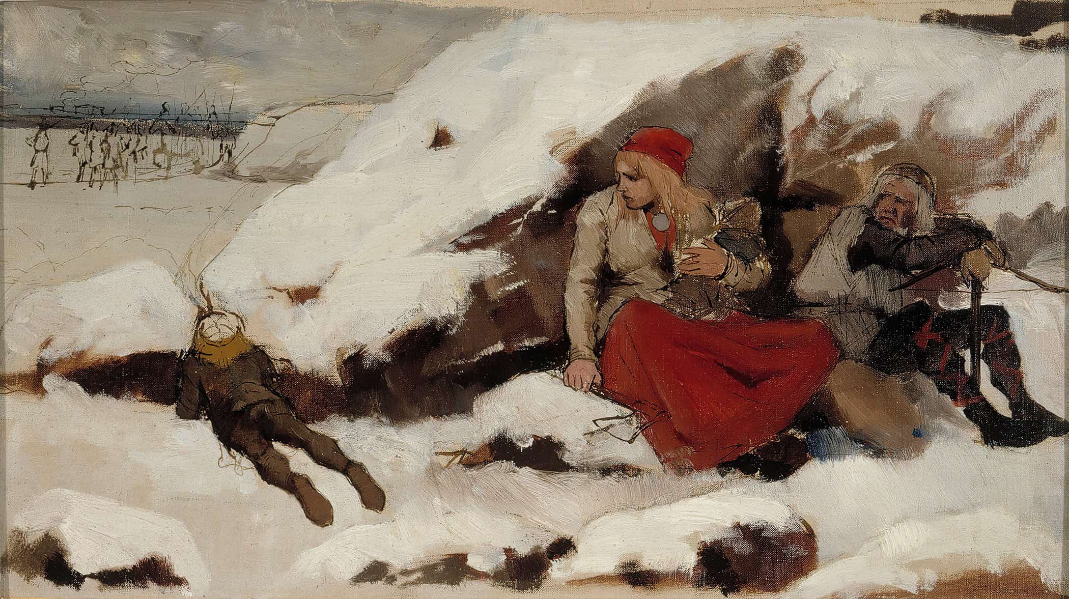 Study For Burned Village By Albert Edelfelt