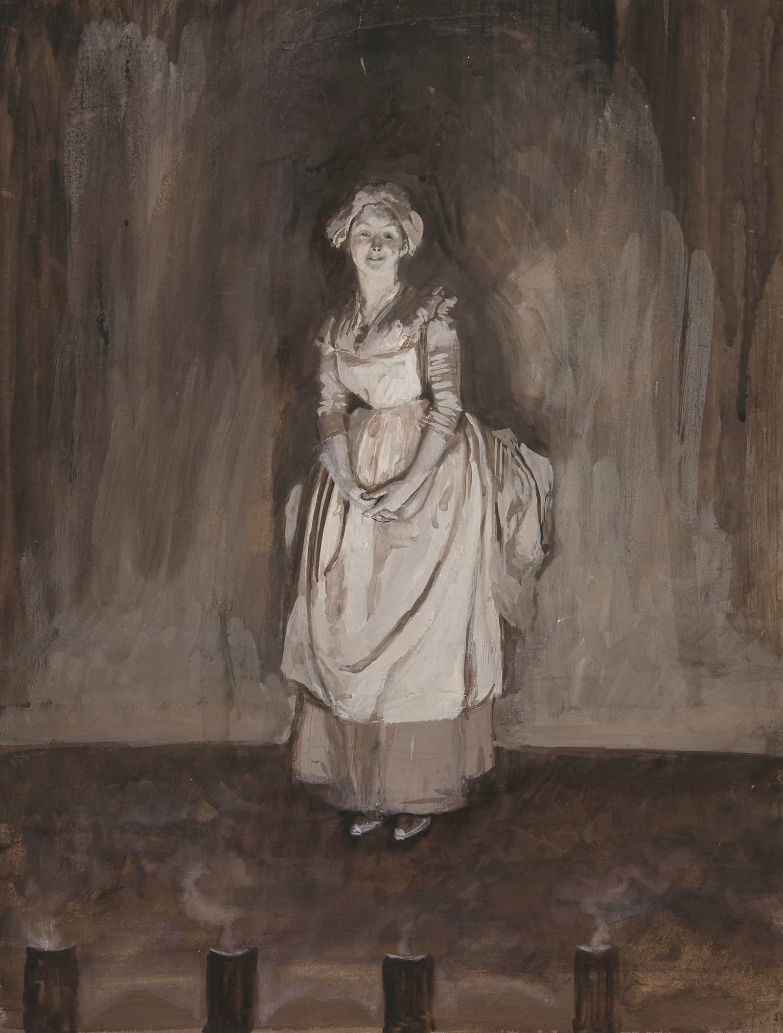 Study For Epilogue Illustration For Oliver Goldsmiths She Stoops To Conquer by Edwin Austin Abbey