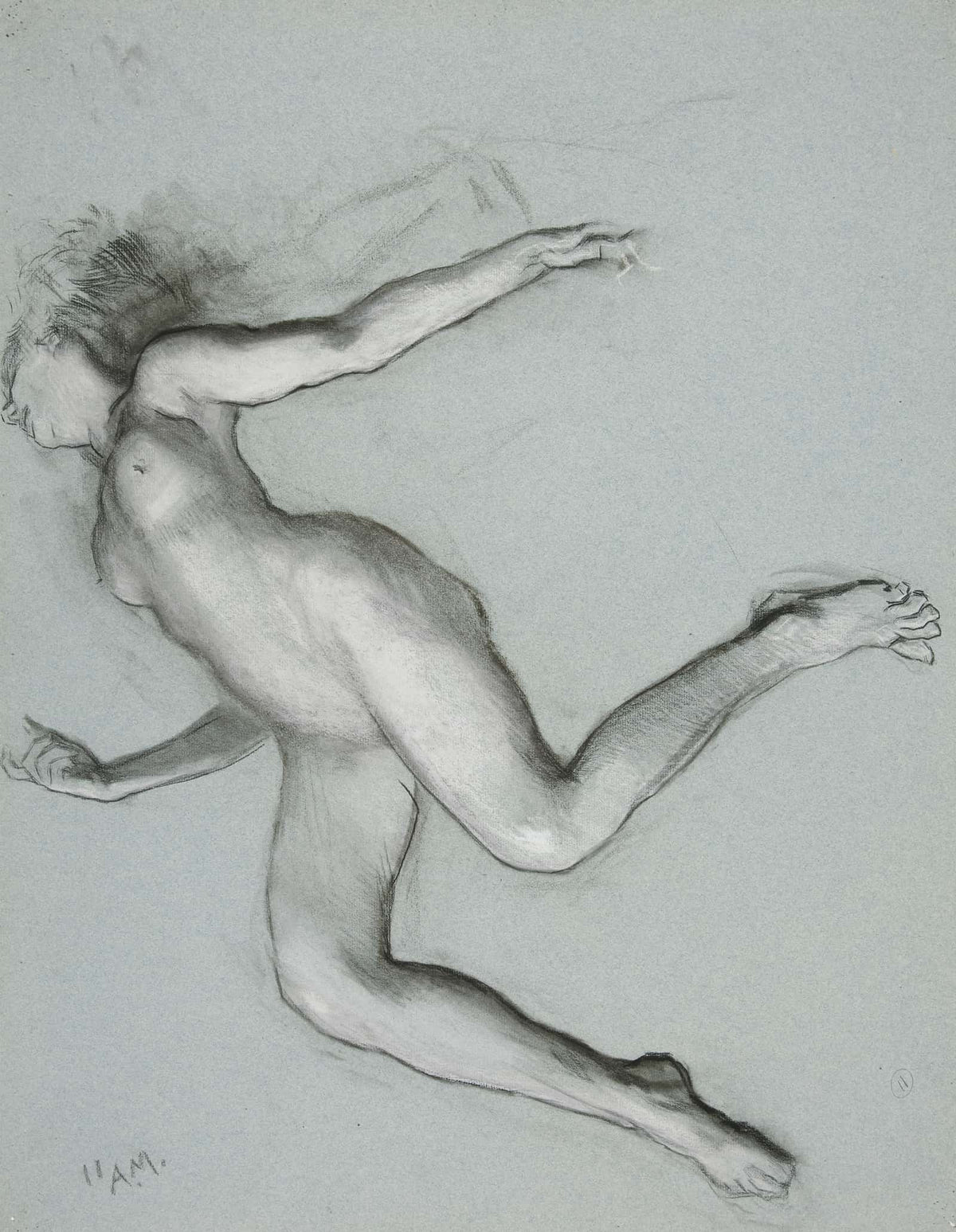 Study For Figure Of Am For The Hours Ceiling At The State Capitol Building In Harrisburg Pennsylvania by Edwin Austin Abbey