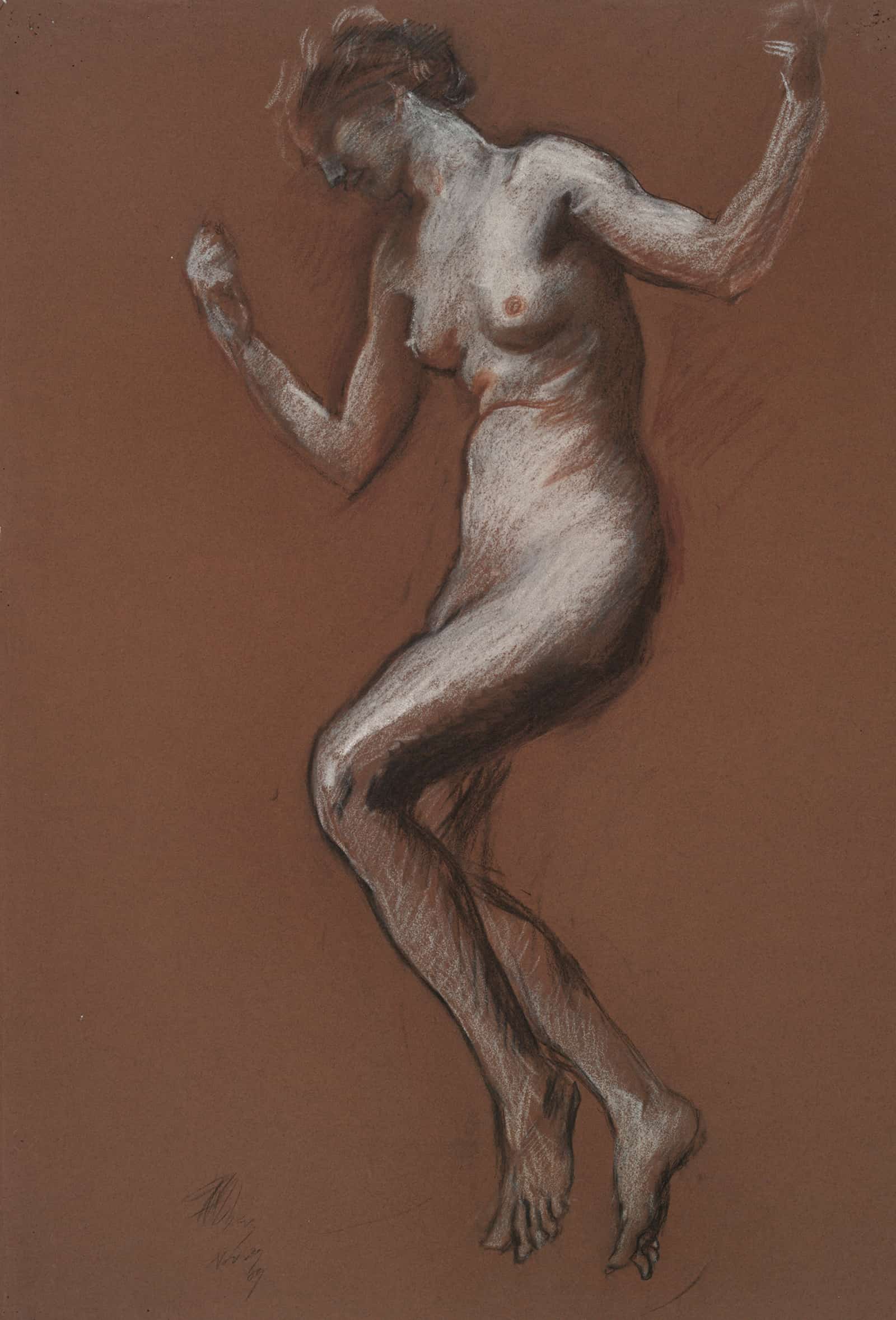Study For Figure Of Pm In The Hours Ceiling Mural House Chamber Pennsylvania State Capitol At Harrisburg by Edwin Austin Abbey