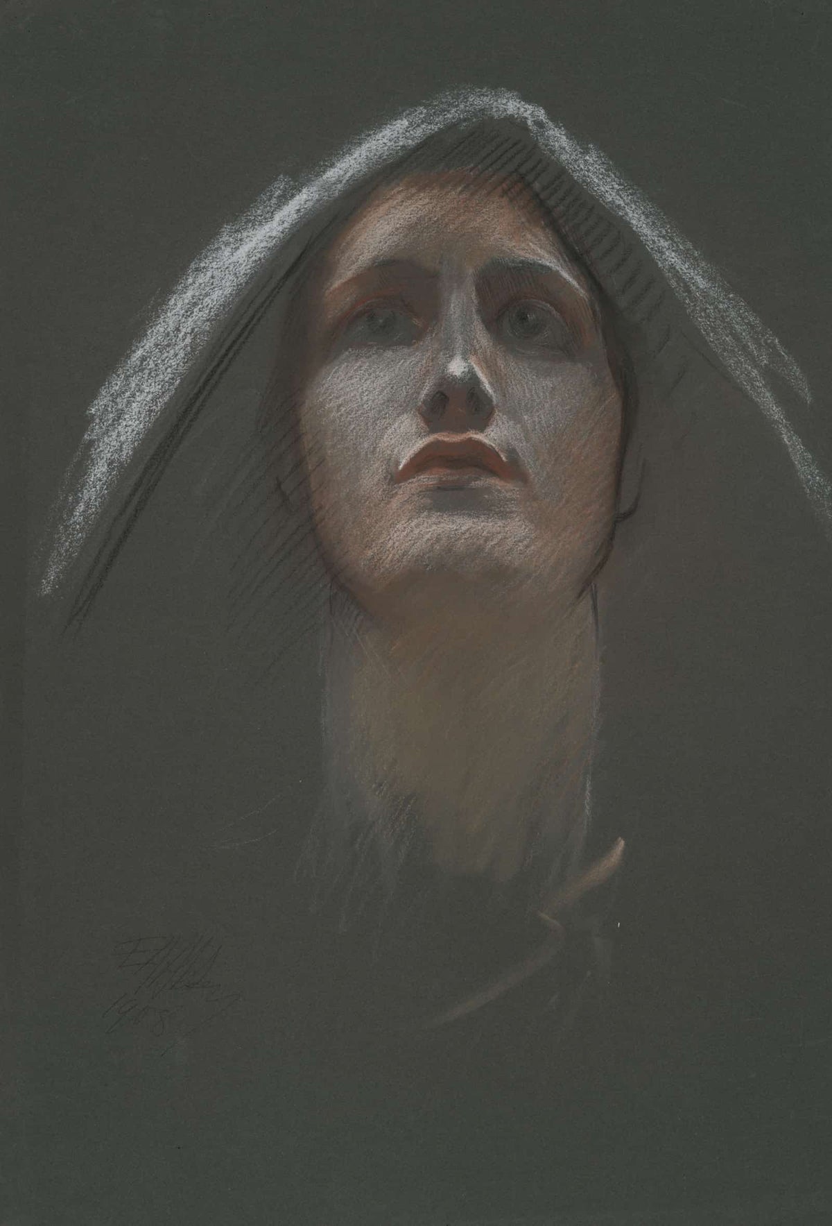 Study For Figure Of Religion Rondel In The Rotunda Of The State Capitol Building In Harrisburg Pennsylvania  by Edwin Austin Abbey