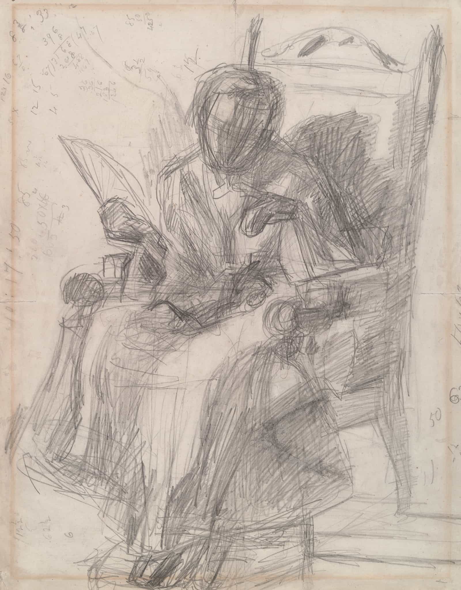 Study For Girl With Cat Katherine by Thomas Eakins