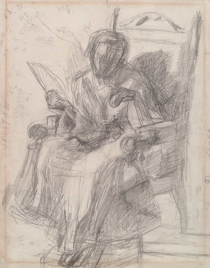 Study For Girl With Cat Katherine by Thomas Eakins