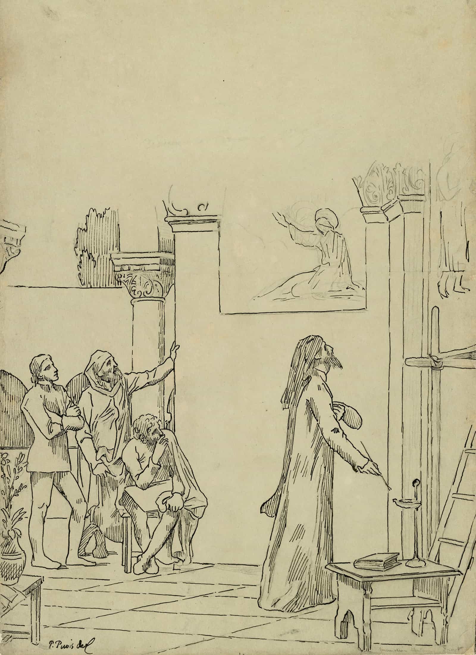 Study For Linspiration Chretienne   by Pierre Puvis De Chavannes