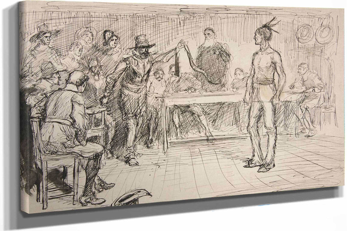 Study For Miles Standishs Challenge by Edwin Austin Abbey