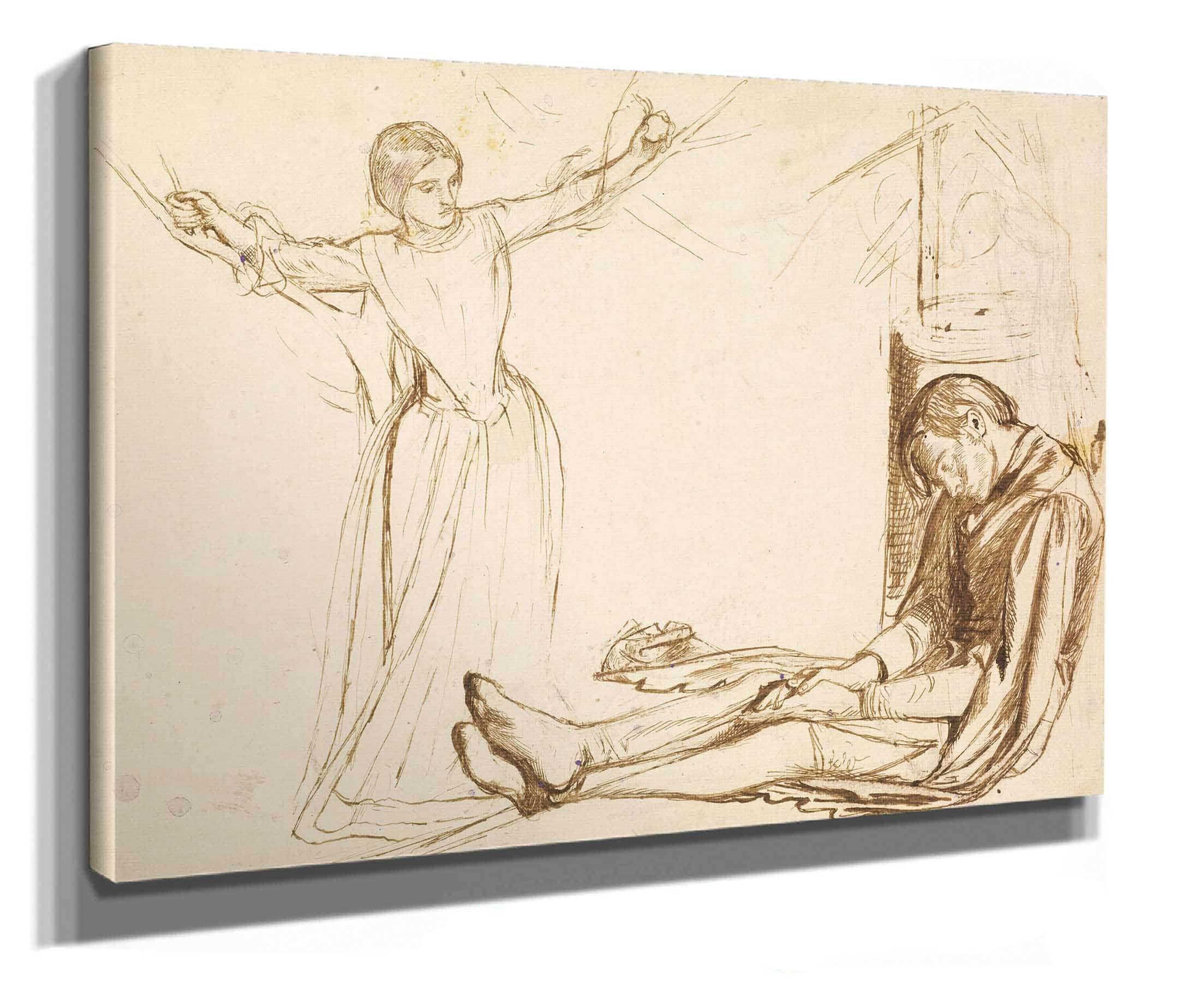 Study For The Figures Of Guenevere And Launcelot by Dante Gabriel Rossetti
