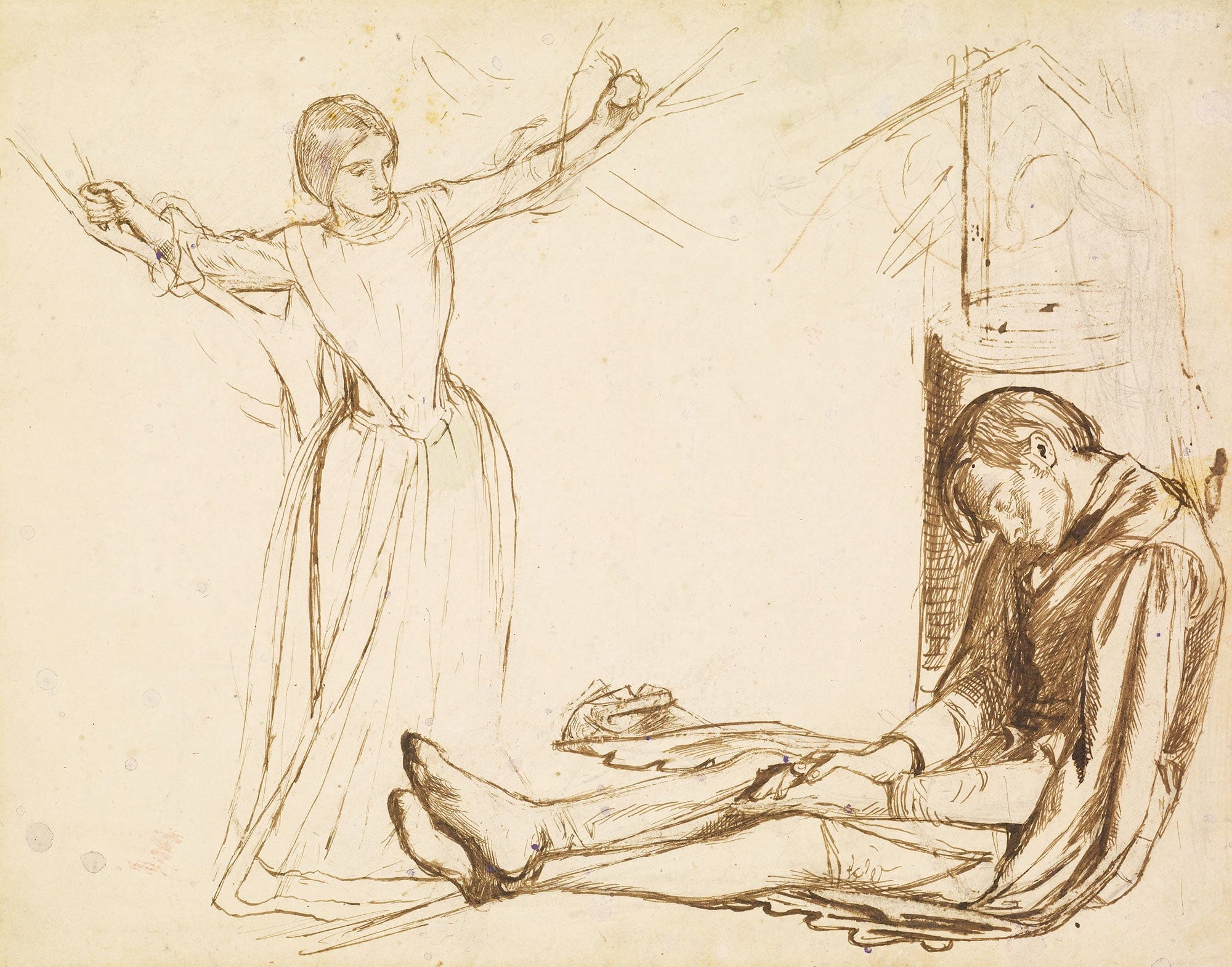 Study For The Figures Of Guenevere And Launcelot by Dante Gabriel Rossetti