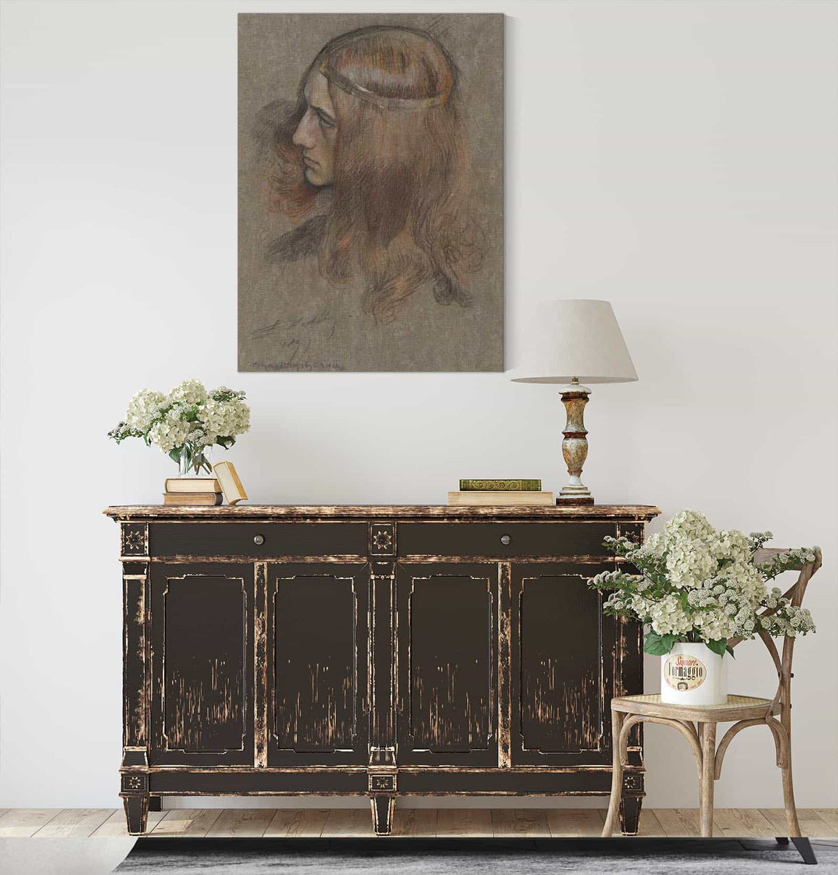 Study For The Head Of Hamlet For The Play Scene In Hamlet by Edwin Austin Abbey