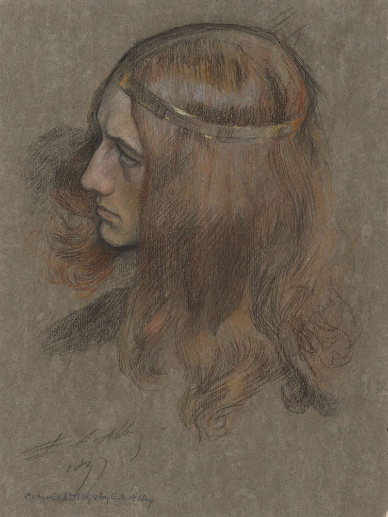 Study For The Head Of Hamlet For The Play Scene In Hamlet by Edwin Austin Abbey