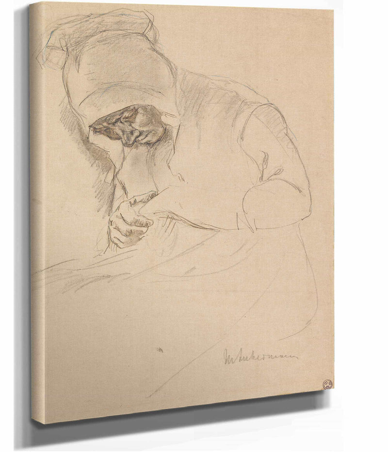 Study For The Painting Stopfende Alte Am Fenster by Max Liebermann