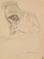 Study For The Painting Stopfende Alte Am Fenster by Max Liebermann