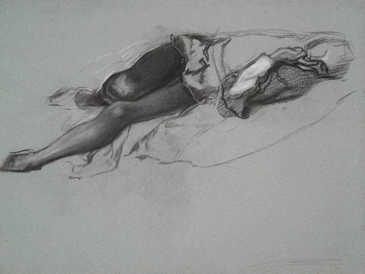 Study For The Reclining Figure Of Hamlet From The Play Scene Hamlet Act Scene by Edwin Austin Abbey