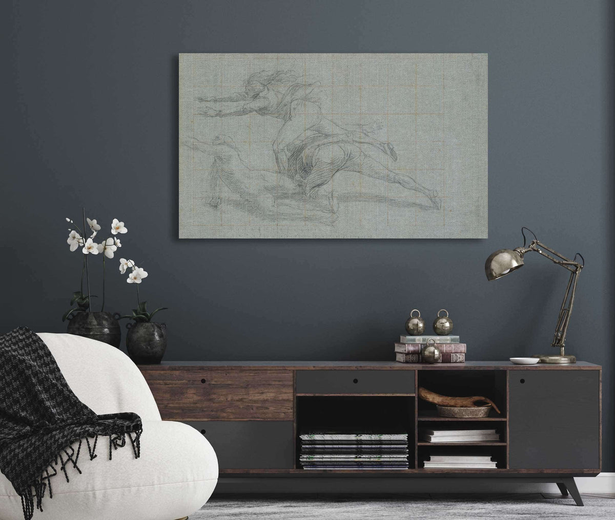 Study For The Siege Of Gibraltar Three Figures   by John Singleton Copley