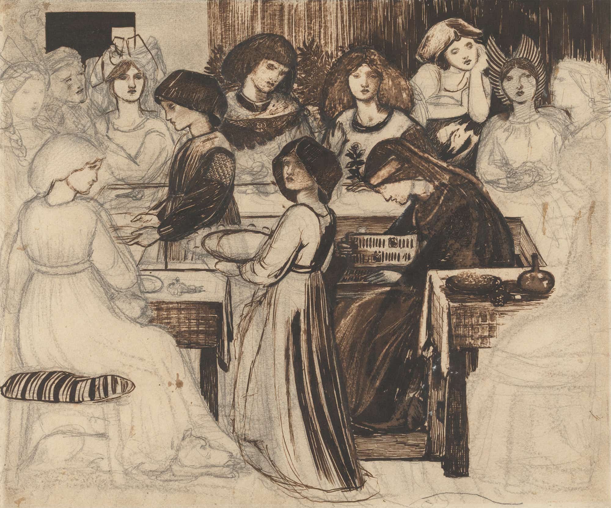 Study For The Wedding Feast Of Sir Degrevaunt by Sir Edward Coley Burne Jones