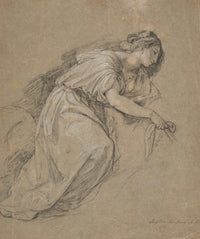 Study From Life Of A Kneeling Woman In Profile by Angelica Kauffmann
