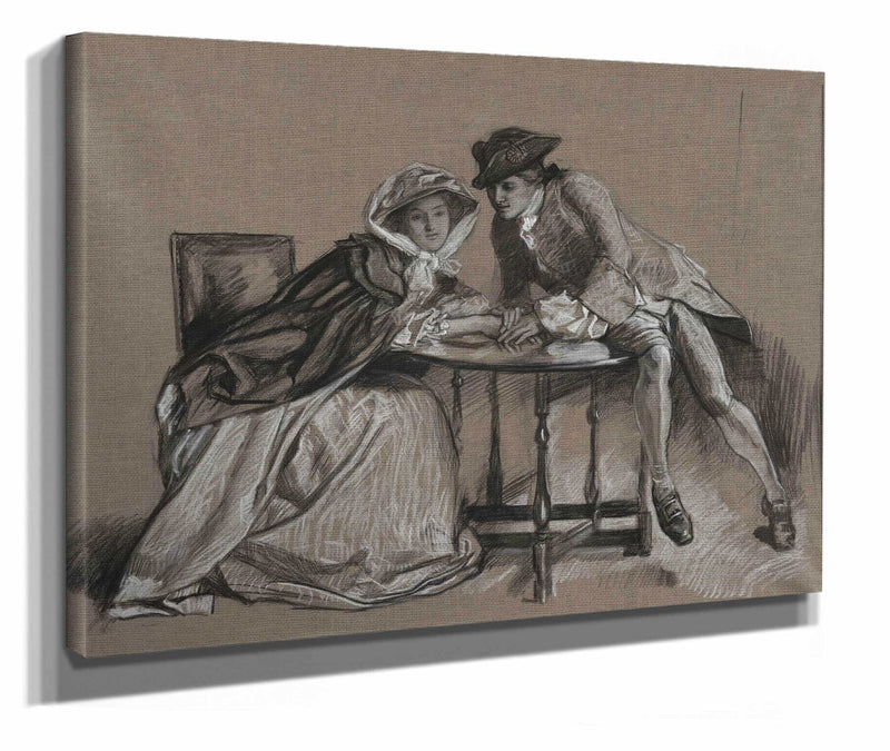 Study Lady And Gentleman In Conversation Across A Table by Edwin Austin Abbey