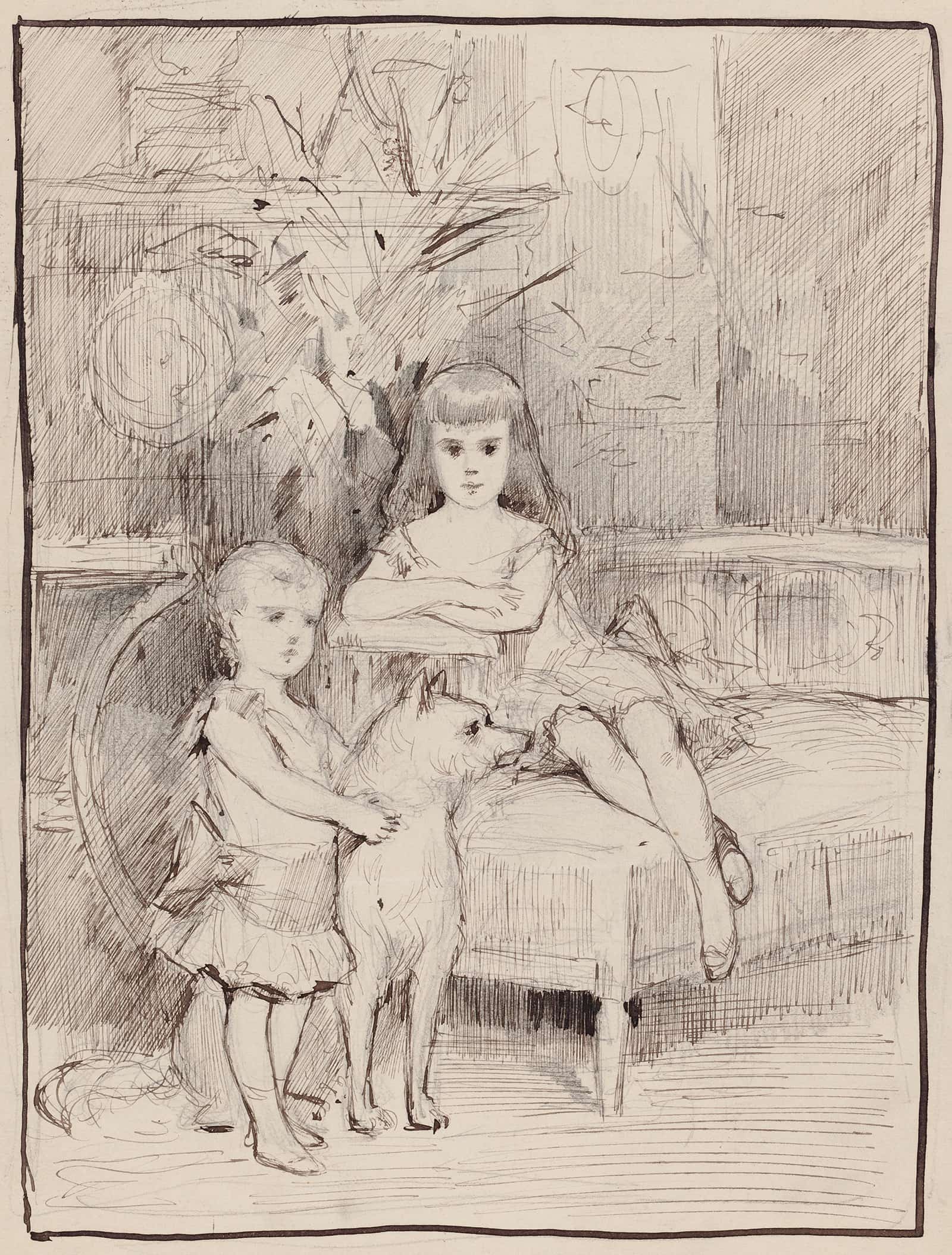 Study Michael And Xenia Children Of Alexander Iii by Albert Edelfelt