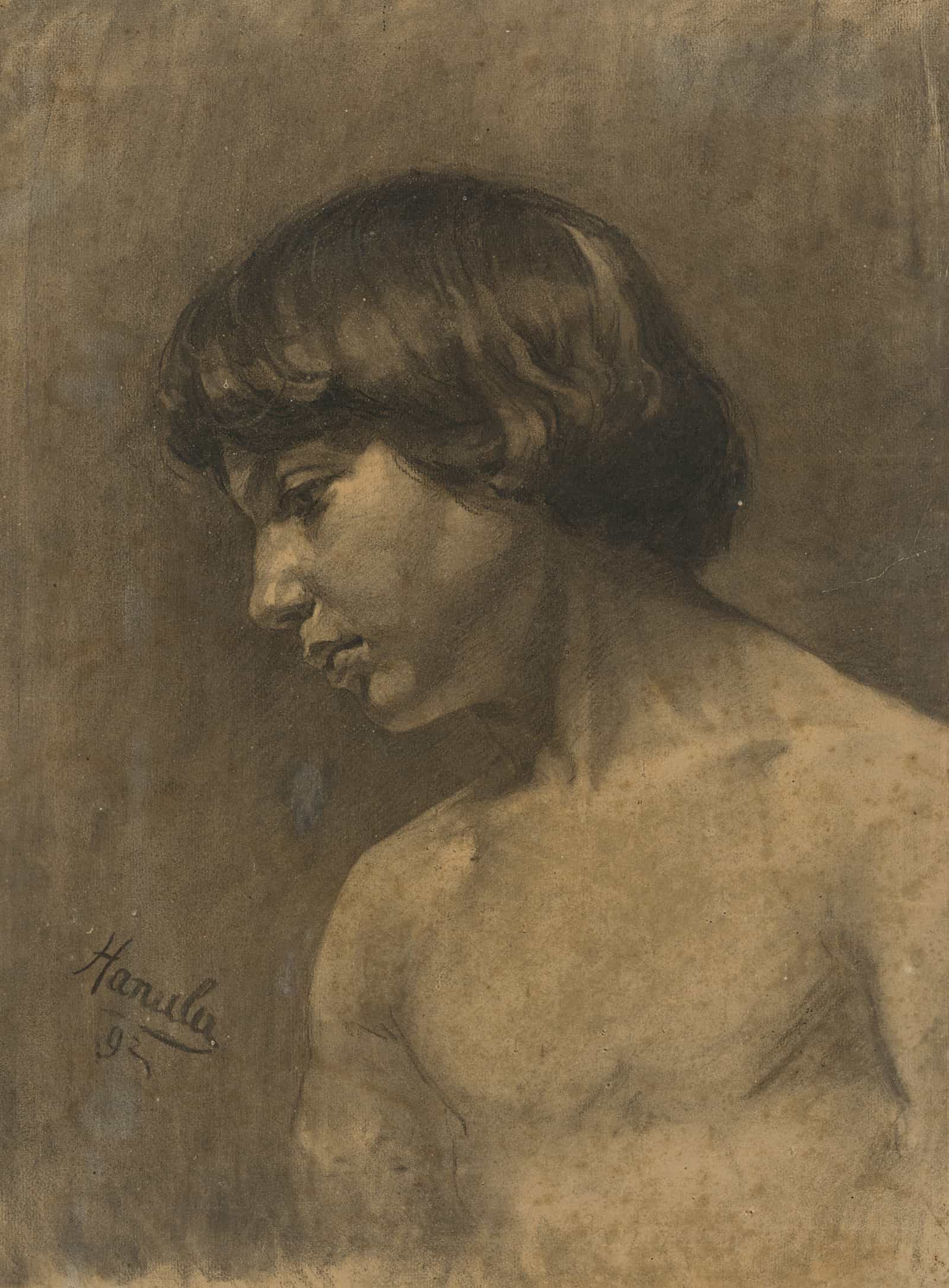 Study Of A Boys Head by Jozef Hanula