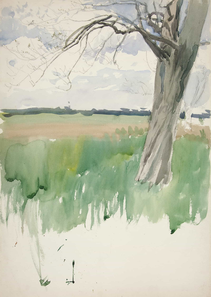 Study Of A Field And Tree by Edwin Austin Abbey