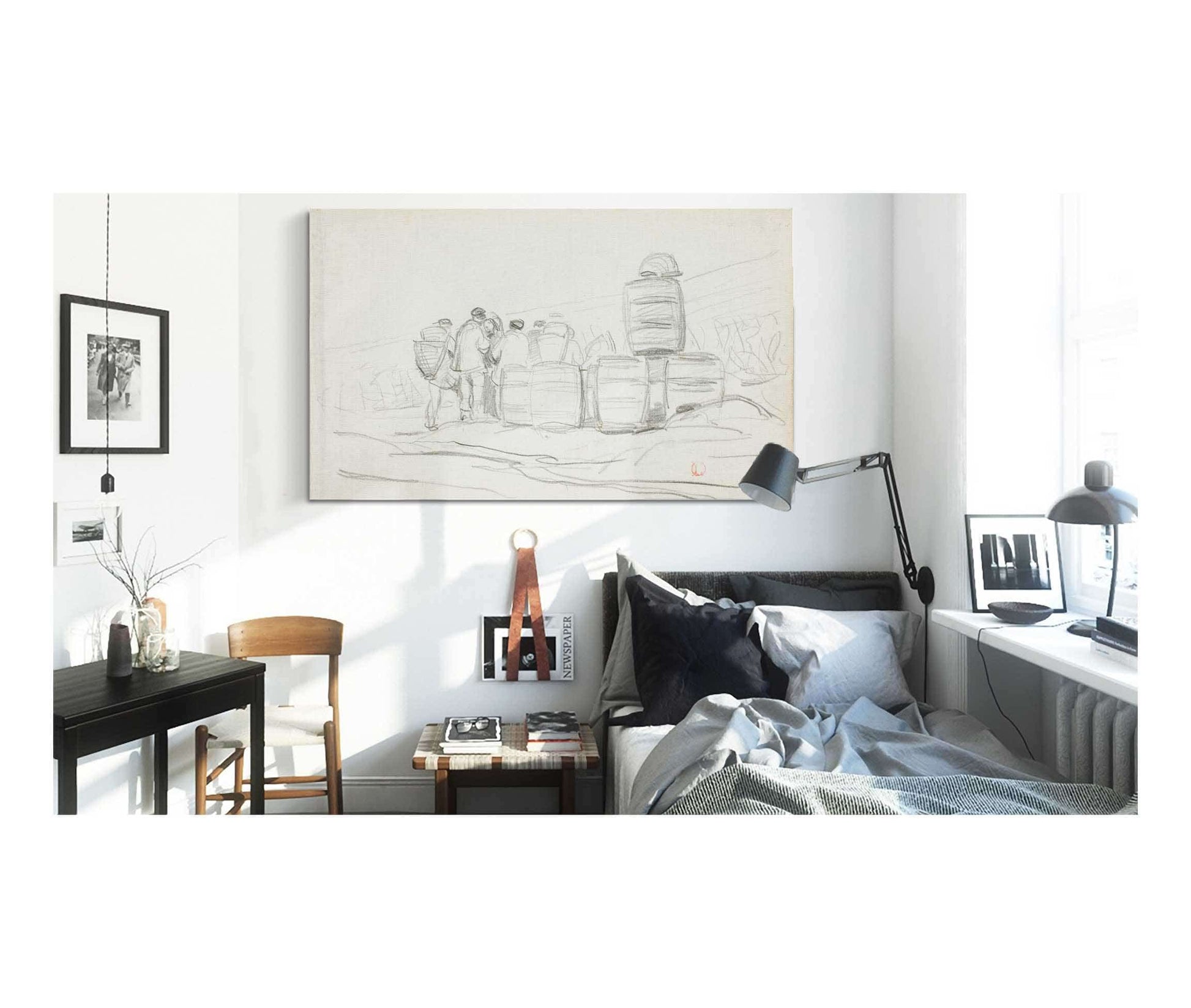 Study Of A Group Of People With Barrels by Charles Francois Daubigny