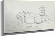 Study Of A Group Of People With Barrels by Charles Francois Daubigny