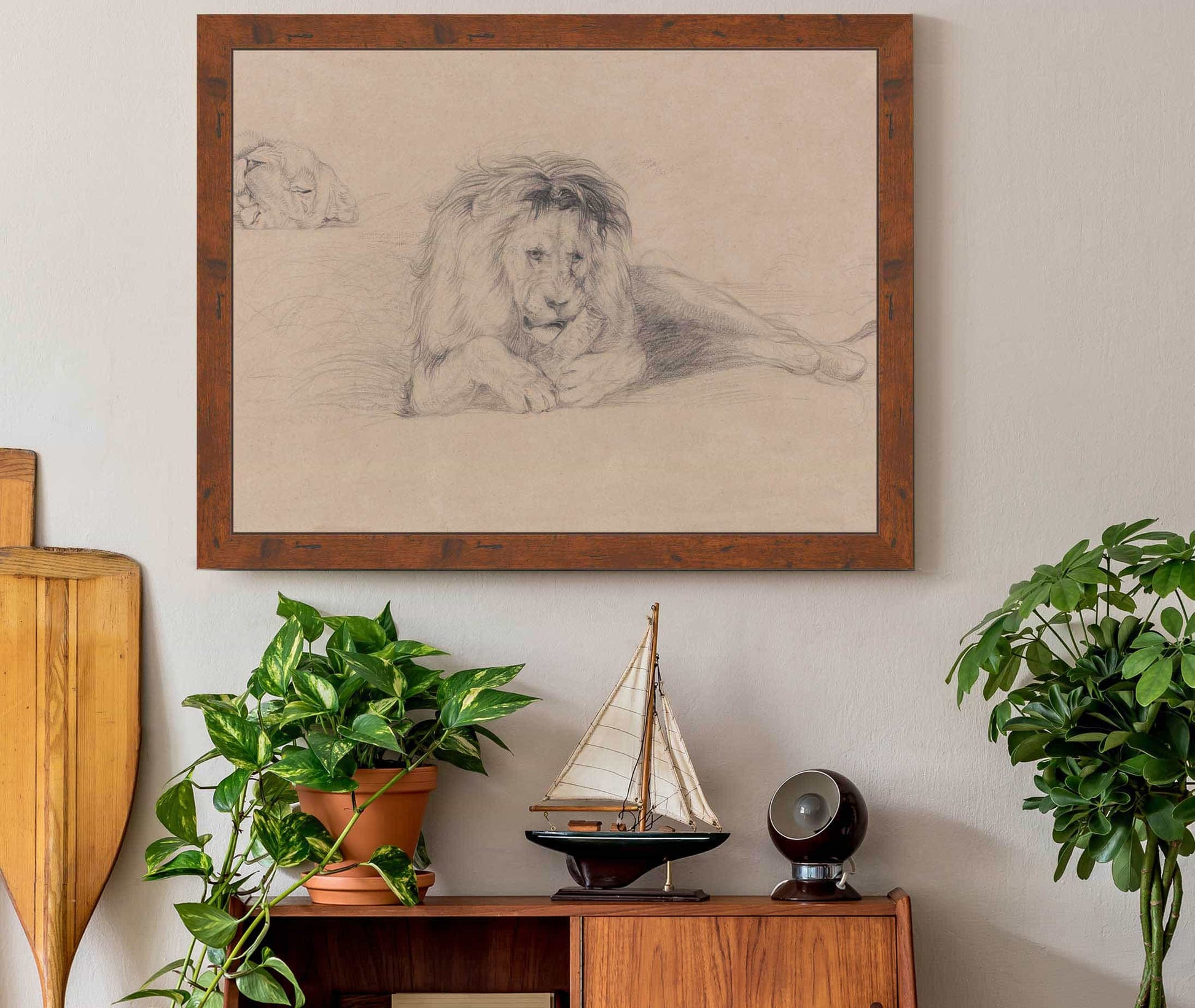 Study Of A Lion And Study Of A Lioness Head by John Frederick Lewis