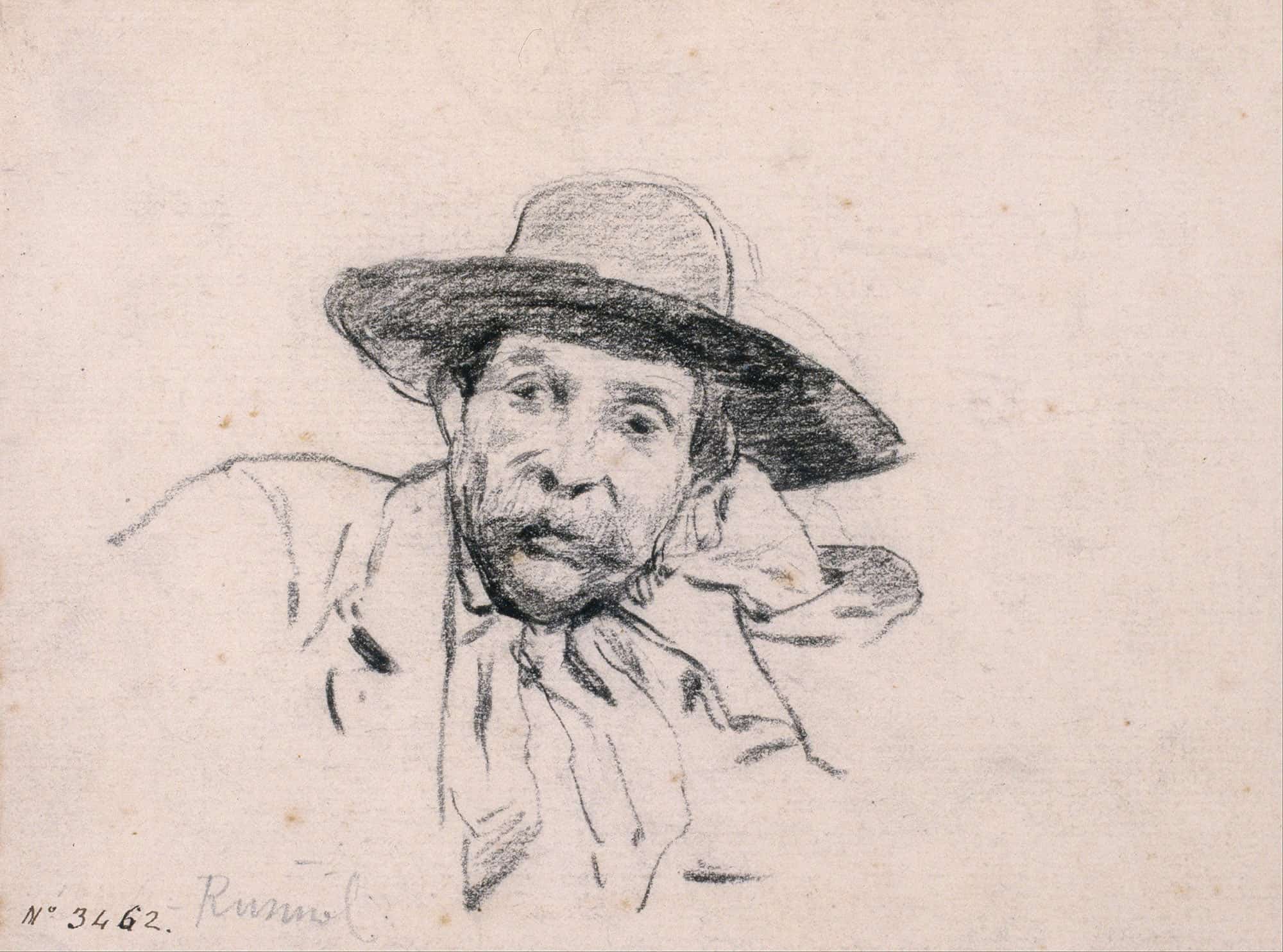 Study Of A Male Head  by Santiago Rusinol