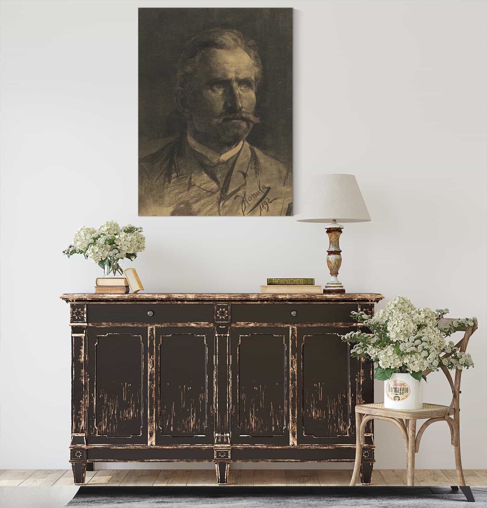 Study Of A Mans Head With A Beard And Mustache by Jozef Hanula